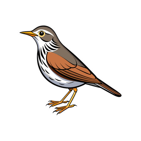 Realistic Northern Waterthrush Bird in Natural Colorsのイラスト素材
