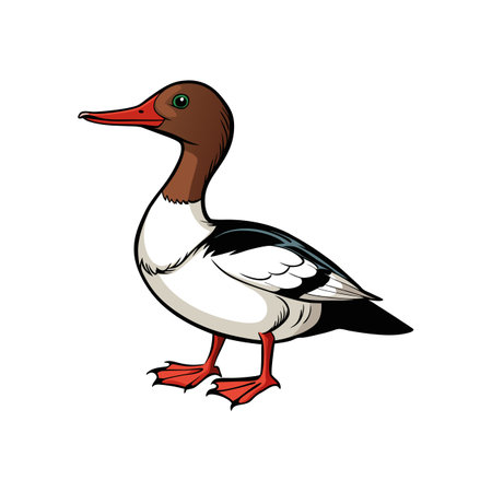 Vivid Common Merganser Bird Artistic Representationのイラスト素材