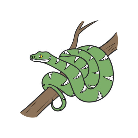 Vivid Emerald Tree Boa Nature Illustrationのイラスト素材
