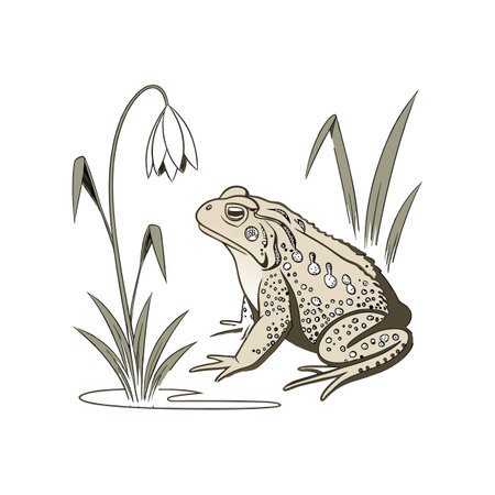 Vivid Common Toad in Its Natural Habitatのイラスト素材