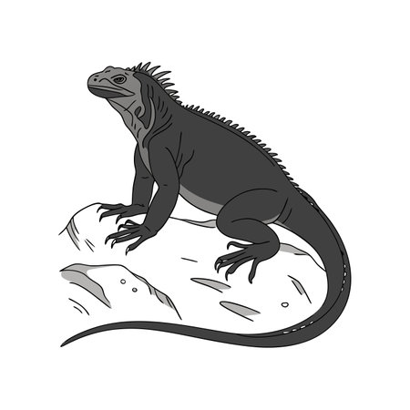 Vivid Marine Iguana in Coastal Settingのイラスト素材