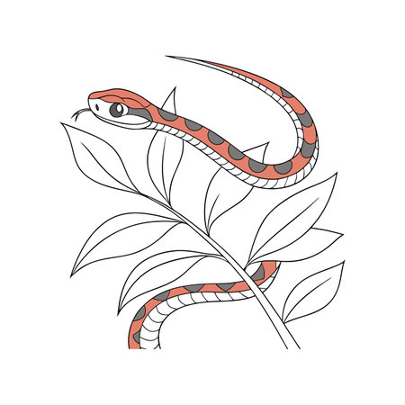 Exquisite Malagasy Leaf-Nosed Snake in Natural Habitatのイラスト素材