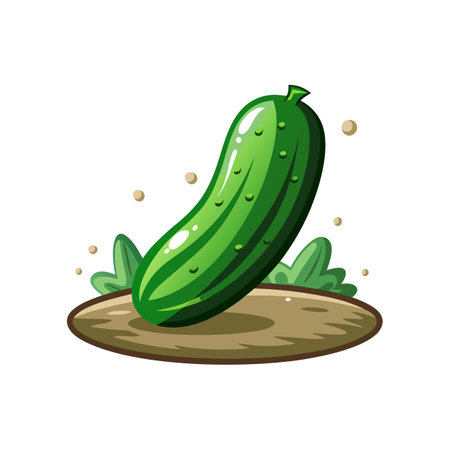 Colorful Field Cucumber Vegetable Realistic Illustrationのイラスト素材