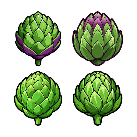Colorful Artichoke Vegetable Realistic Illustrationのイラスト素材