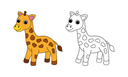 Artistic Giraffe Animal Illustration for Kidsのイラスト素材