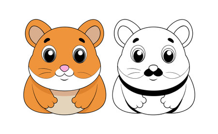 Cute Hamster Coloring Illustration for Kidsのイラスト素材