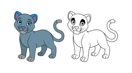 Fun Panther Coloring Illustration for Kidsのイラスト素材