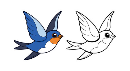 Intricate Barn Swallows Coloring Pageのイラスト素材