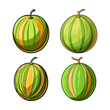 Realistic Arava Melon Fruit Illustration in Colorのイラスト素材