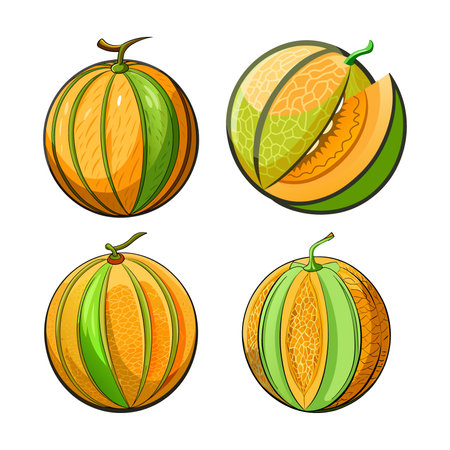 Delightful Galia Melon Illustration for Creative Projectsのイラスト素材