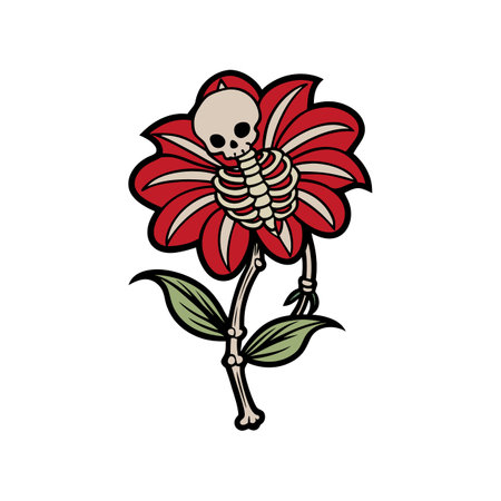 Stunning Skeleton Flower Lively Designのイラスト素材