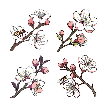 Charming Beeblossom Flower Colorful Artのイラスト素材