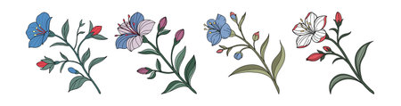 Beautiful Asiatic Dayflower Art in Bright Colorsのイラスト素材