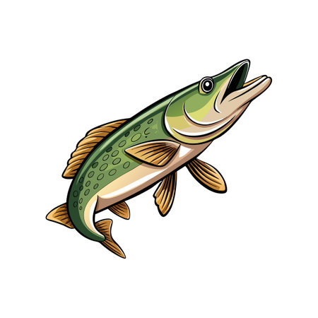 Vivid Wetshadow Pike Fish Illustration Highlighting Bright Colorsのイラスト素材