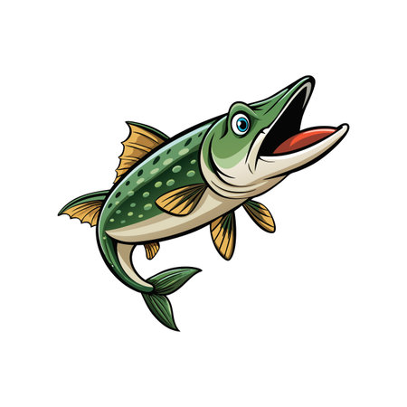 Vibrant Wildfury Pike Artwork in Aquatic Settingのイラスト素材