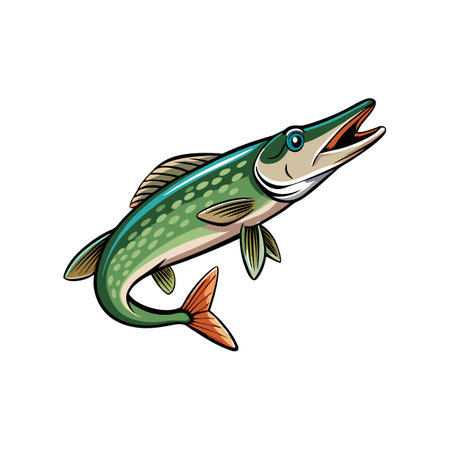 Stunning Wildtail Pike Depiction in Aquatic Sceneのイラスト素材