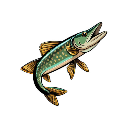Artistic Wingback Pike Fish Color Designのイラスト素材