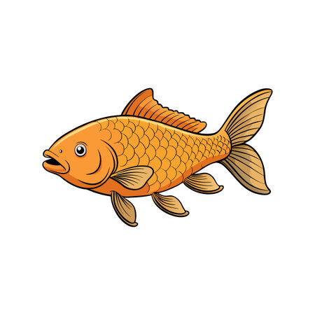 Vividly Illustrated Wading Carp Featuring Realistic Detailのイラスト素材