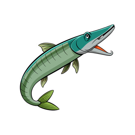 Vividly Illustrated Longnose Gar Fish in Natural Colorsのイラスト素材