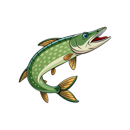 Realistic Pike Fish Illustration with Colorful Detailsのイラスト素材