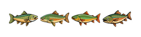 Stunning Wildstar Trout Illustration with Unique Patternsのイラスト素材