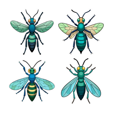Realistic Colorful Cuckoo Wasp Animal Illustrationのイラスト素材