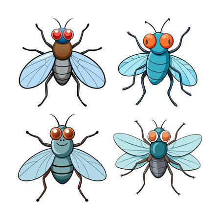 Realistic Colorful House Fly Animal Illustrationのイラスト素材
