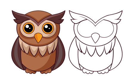 Realistic Bearded Screech Owl Bird Illustrationのイラスト素材