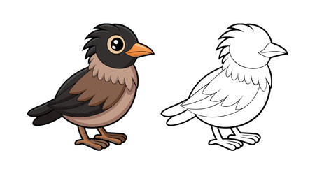 Stunning Black-Chinned Babbler Bird Representationのイラスト素材