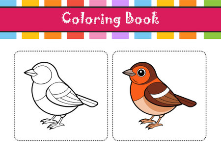 Vivid Cinnamon-Breasted Warbler Bird Designのイラスト素材