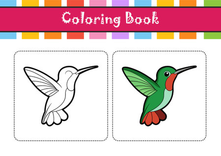 Stunning Ruby-Throated Hummingbird Nature Illustrationのイラスト素材
