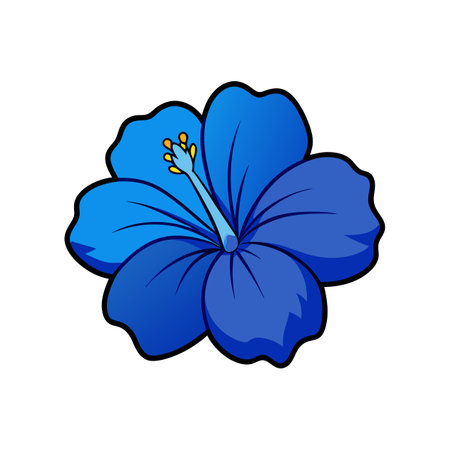 Charming Blue Hibiscus Flower Illustrationのイラスト素材