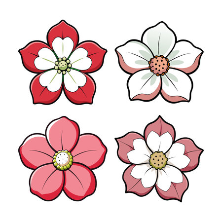 Charming Dogwood Flower Colorful Artworkのイラスト素材