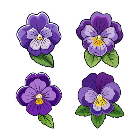Vibrant Horned Violet Flower Bright Designのイラスト素材