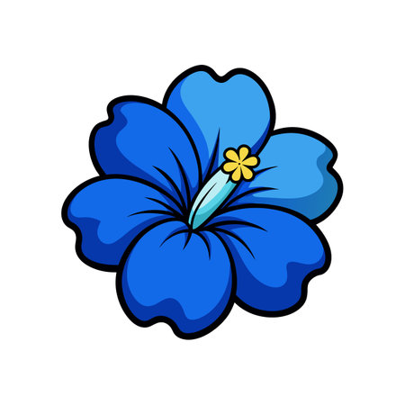 Stunning Blue Hibiscus Flower in Full Bloomのイラスト素材