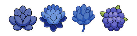 Vivid Indigo Bush Flower Realistic Representationのイラスト素材