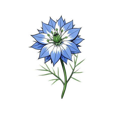 Charming Love in a Mist Flower Artwork for Homeのイラスト素材