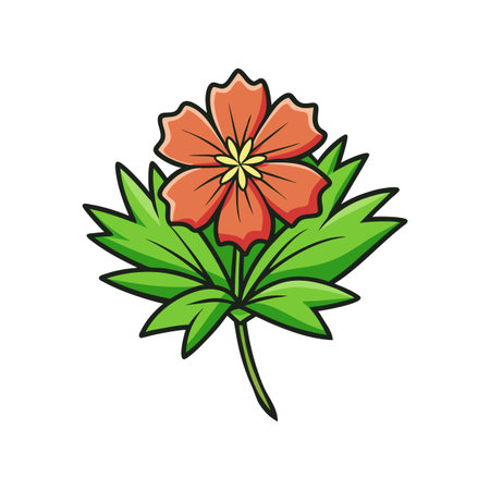 Vivid Moss Campion Flower Realistic Designのイラスト素材