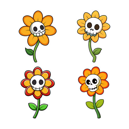 Vibrant Skeleton Flower Bright Designのイラスト素材