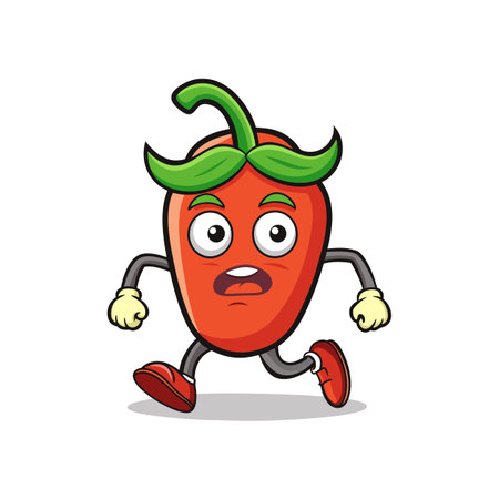 Excited Bell Pepper Running with Shockのイラスト素材