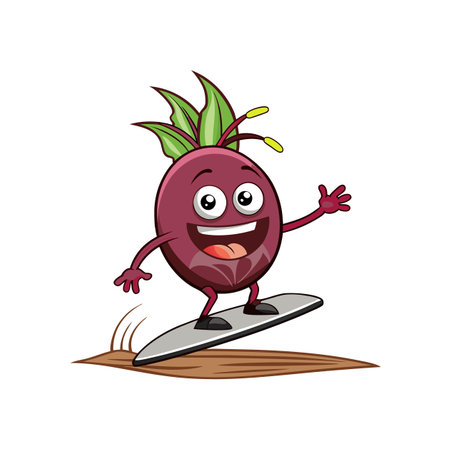 Dynamic Balanced Beetroot Vegetable Surfing Designのイラスト素材