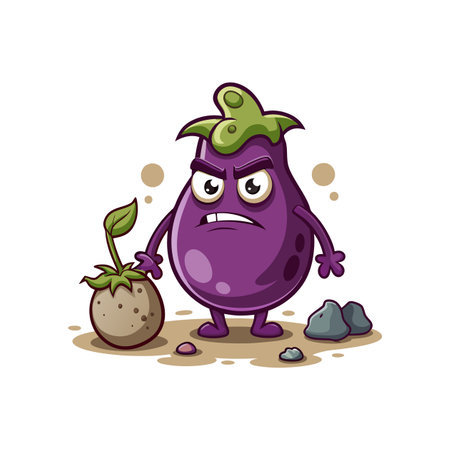 Creative Aubergine Surrounded by Metal Artのイラスト素材