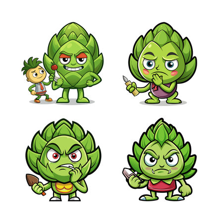 Awake Artichoke Vegetable Painting Illustrationのイラスト素材