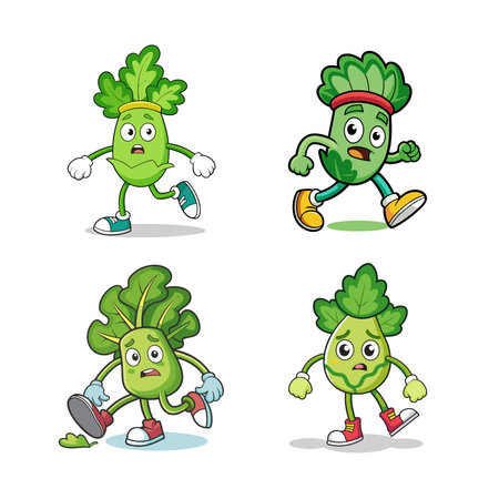 Calm Arugula Vegetable Running Illustrationのイラスト素材