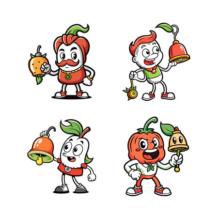 Stiff Bell Pepper Vegetable Digital Art Illustrationのイラスト素材