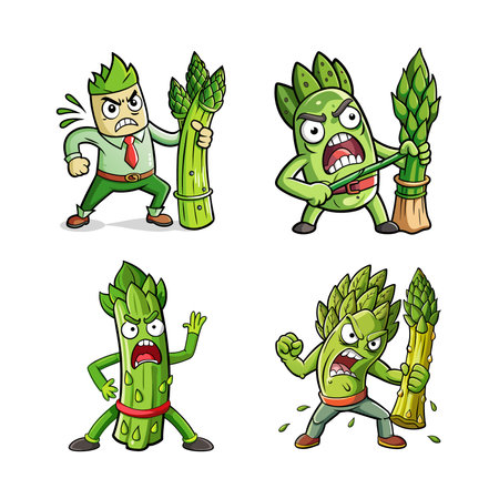 Ailing Asparagus Punching in Comic Styleのイラスト素材