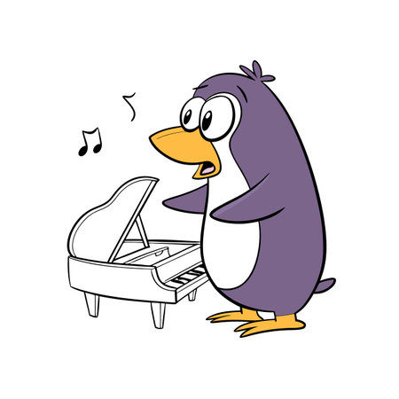 Quirky Penguin on Pianoのイラスト素材