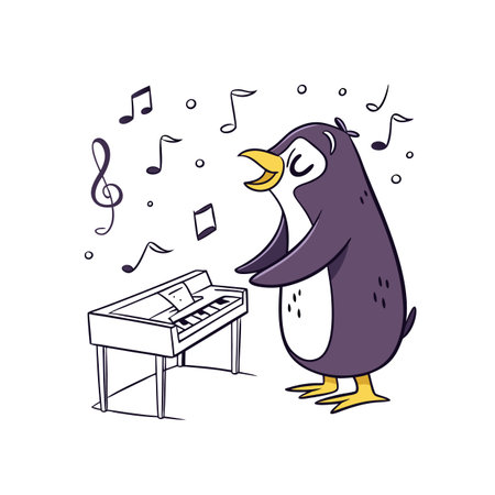 Delirious Penguin Piano Performanceのイラスト素材