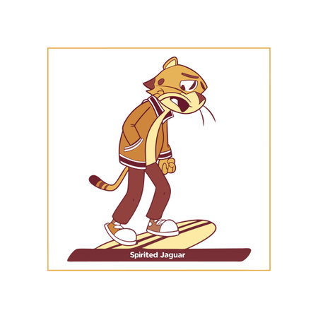 Jaguar's Whimsical Kiteboarding Adventureのイラスト素材