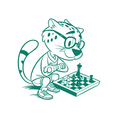 Jaguar's Joyful Chess Momentのイラスト素材